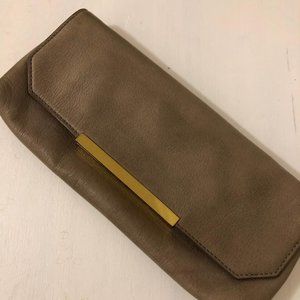 J. Crew Gray Leather Clutch Bag